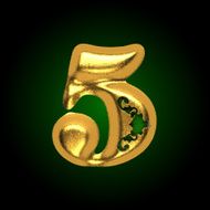 vector golden letter 5 N2