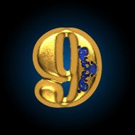 vector golden letter 9 N3