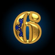 vector golden letter 6 N3