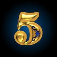 vector golden letter 5 N3