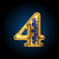 vector golden letter 4 N3