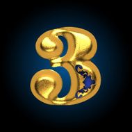 vector golden letter 3 N2