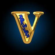 vector golden letter v N3