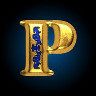 vector golden letter p N3