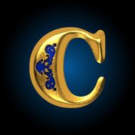vector golden letter c N3