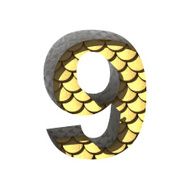Vector golden cutted figure 9 Paste to any background