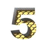 Vector golden cutted figure 5 Paste to any background