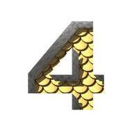 Vector golden cutted figure 4 Paste to any background