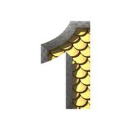 Vector golden cutted figure 1 Paste to any background