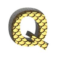Vector golden cutted figure q Paste to any background