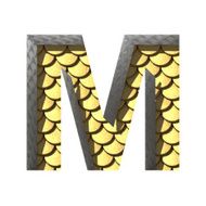 Vector golden cutted figure m Paste to any background