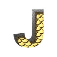 Vector golden cutted figure j Paste to any background