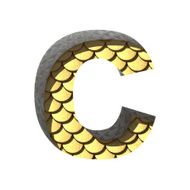 Vector golden cutted figure c Paste to any background
