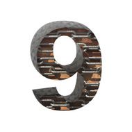 Vector metal cutted figure 9 Paste to any background N4