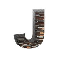 Vector metal cutted figure j Paste to any background N3