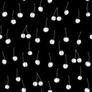 Strict Seamless black and white Pattern with Cherries Monochrom