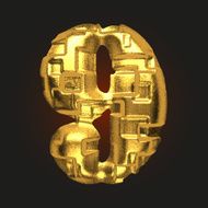vector golden letter 9 N4
