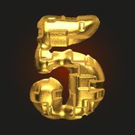vector golden letter 5 N4