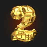 vector golden letter 2 N2