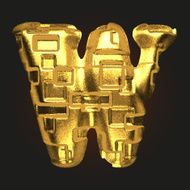vector golden letter w N2