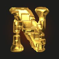 vector golden letter n N3