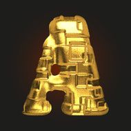 vector golden letter a N4