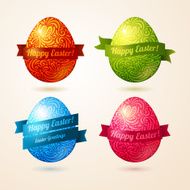 Vector eggs made of pattern with ribbons N2