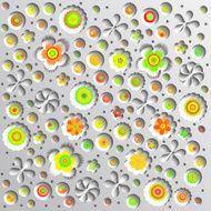 3d geometric background with flowers and shadows paper look graphic