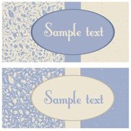 postcard in blue and beige colours with floral ornament