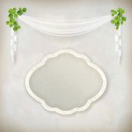 Blank signboard on marble wall background vector N2