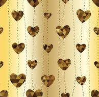 Seamless texture of garland with Golden hearts crystalline style N2