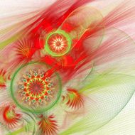 Grid fractal pattern in red and green