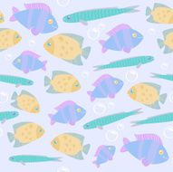 Seamless fishes pattern in pale purple green and beige colors N2
