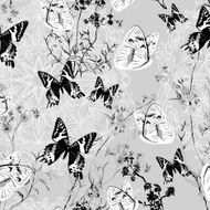seamless floral background with butterflies N8