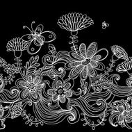 Seamless monochrome floral background