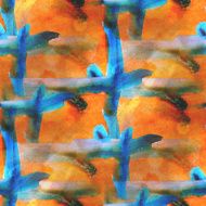 art avant-garde background hand blue yellow paint seamless wall