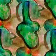 cubism design green red pattern seamless texture watercolor bac