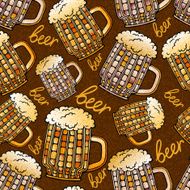 Seamless pattern with mug of beer