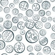 Vector circles abstract seamless pattern background with hand drawn elements