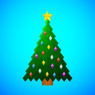 christmas tree with decorations on blue background N2