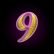 vector golden and pink letter 9