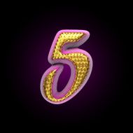 vector golden and pink letter 5