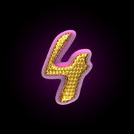 vector golden and pink letter 4
