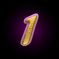 vector golden and pink letter 1