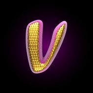 vector golden and pink letter v