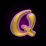 vector golden and pink letter q