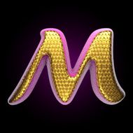 vector golden and pink letter m