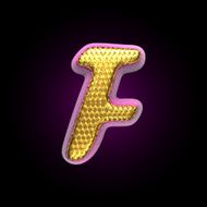 vector golden and pink letter f