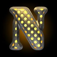 vector metal with glow dots figure n