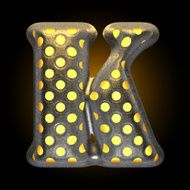 vector metal with glow dots figure k